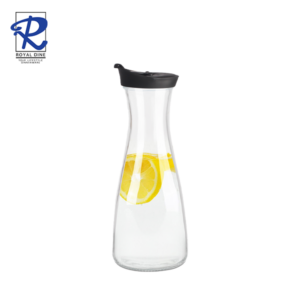 Royal Dine 1L Carafe Glass Jug with Black Lid CJUG512