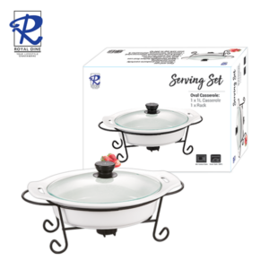 Royal Dine 1L Oval Casserole with Black Wire Rack CROY451