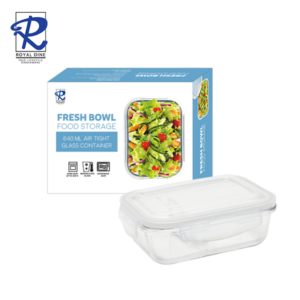 Royal Dine 640ml White Rectangle Glass Food Storage CROY479