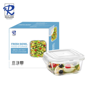 Royal Dine 520ml White Square Glass Food Storage CROY533