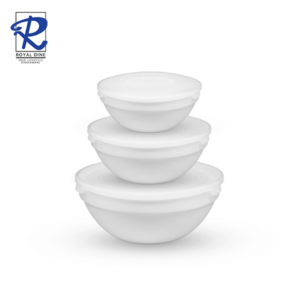 Royal Dine 3pcs Olivia White Opal Bowl Set with Lid CROY623