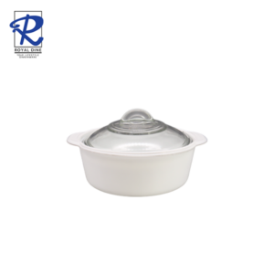 Royal Dine 1L Fairmont White Opal Casserole with Glass Lid CROY624