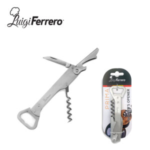 Luigi Ferrero Prima Stainless Steel Waiters Multifunctional Bottle Opener and Corkscrew FR-1249