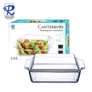 Royal Dine 1.6L Canterbury Rectangular Glass Casserole with Cover CROY341