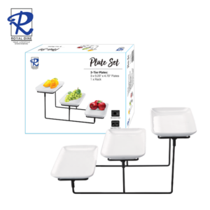 Royal Dine 9.5"x4.75" 3-Tier Rectangle Plate with Wire Rack CROY427