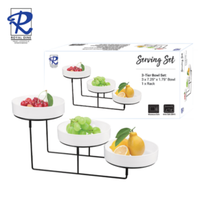 Royal Dine 7.25"x1.75" 3-Tier Round Bowl with Wire Rack CROY484