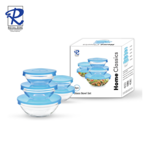 Royal Dine 5pcs Glass Food Container with Blue Lid CROY522
